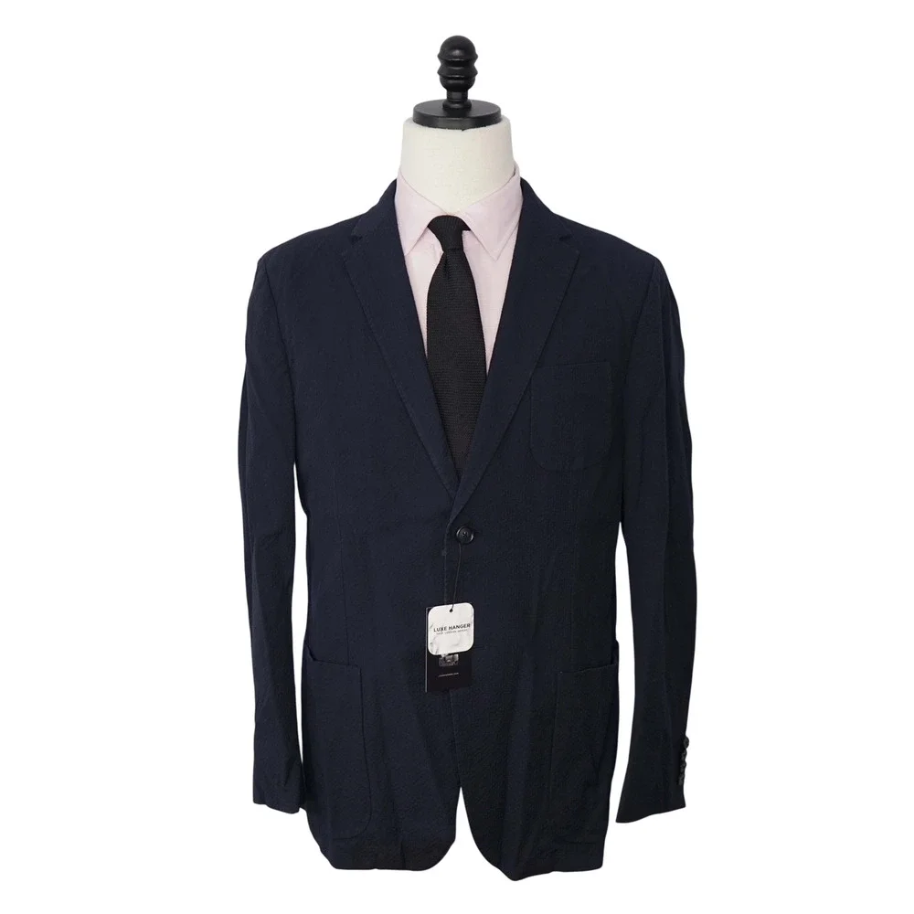 Z ZEGNA - Navy Blue Seersucker Sport Jacket - 42R (Fits 40R)